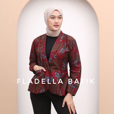 The Latest batik blazer For Women Maroon - premium blazer batik Tops