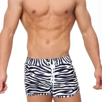 2023 New Men Trunks With Double Sides Pockets Black &amp; White Irregular Zebra Striped Triangle Swimming Shorts Sexy Beach SwimwearTH