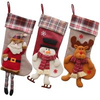 3Pcs Christmas Tree Hanging Party Tree Xmas Decor Christmas Stocking Gift Candy Bags Lovely Gift Bag for Children 59cm