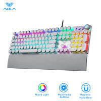 AULA F2058/F2088พังค์คีย์บอร์ดเล่นเกมเชิงกลมี22 Backlit 108 Keycaps ชุบโลหะบานหน้าต่างโลหะที่ถอดออกได้ส่วนที่เหลือของข้อมือตั้งโปรแกรมได้สำหรับพีซีแล็ปท็อปสวิทช์สีฟ้า/สวิทช์สีดำ/สีน้ำตาล/สวิทช์สีแดง