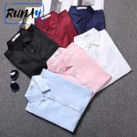 เสื้อ RUNAY สำหรับผู้ชายแขนยาวยาว,สีขาวเสื้อเชิ้ตสไตล์หล่อลำลองเกาหลีสำหรับวัยรุ่น