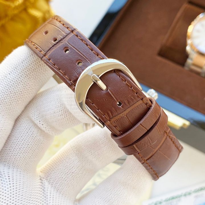 นาฬิกาสำหรับผู้ชายของแท้-นาฬิกากลไกคุณภาพสูงสายหนังนาฬิกาข้อมือลำลองธุรกิจใหม่ปี2022