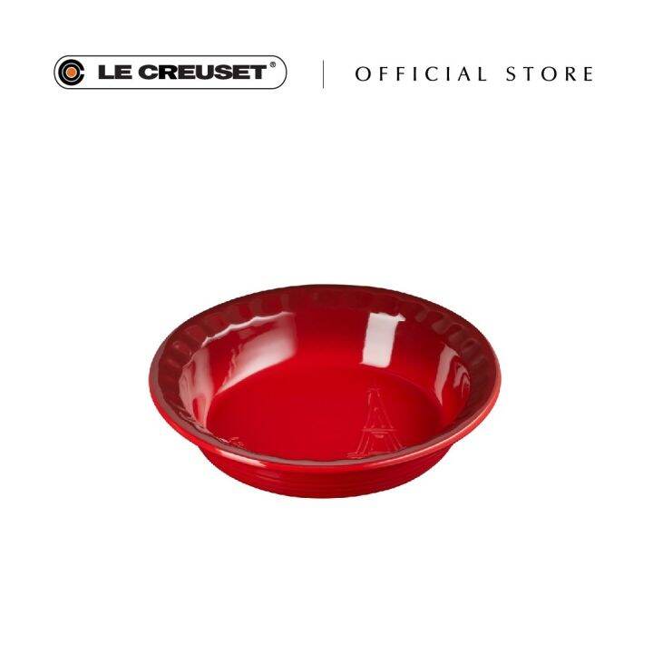 Le Creuset Stoneware Pie Dish 23cm Eiffel Tower Relief (Cherry Red) Lazada Singapore