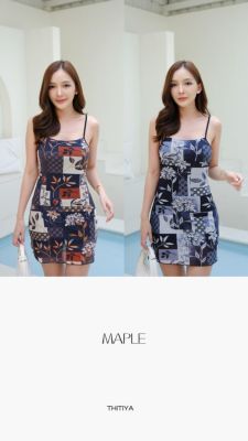 Maple dress แบบว่าสวยเกินน เดรสลายแซ่บแบบใส่ง่ายๆ ผ้านิ่มพิมพ์ลายสวยๆ สายปรับได้ thitiya