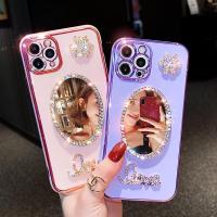 เคสนิ่มกระจกติดเพชรสุดหรูสำหรับ IPhone 14 13 12 11 Pro XS Max X XR 6 7 8 Plus MiNi SE 2020ปลอกซิลิโคน