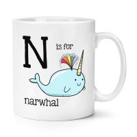 ตัวอักษร N สำหรับ Narwhal 11ตัวอักษรเหยือกออนซ์ถ้วยตลก