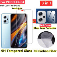 ฟิล์มกระจก POCO X4 GT ฟิล์มกระจกนิรภัย POCO F3 X3 GT Pro NFC ฟิล์มหลังเคฟล่า ป้องกันหน้าจอ และเลนส์กล้อง สำหรับ