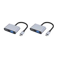 ♀۞ 2X USB C To HDMI VGA Multiport Adapter 4K Type C USB-C HUB Video Projectors Converters Port Adaptor For Pro