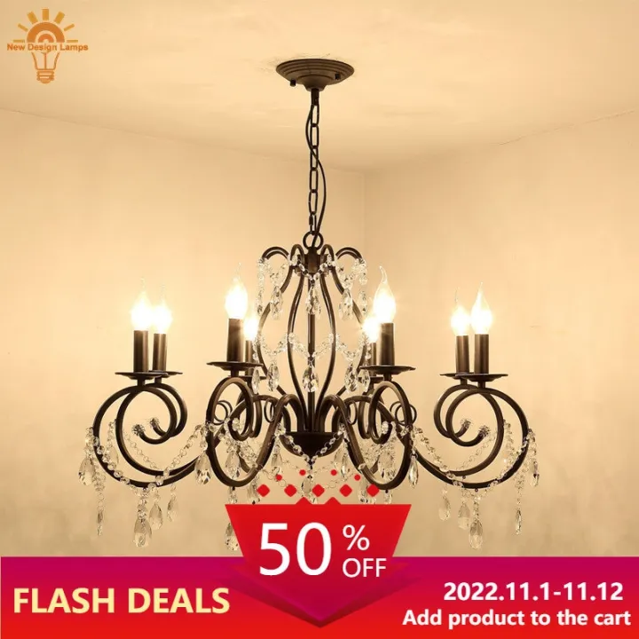 Chandelier Black Crystal Chandelier 6 Light Elegant Chandelier Crystal