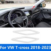 ลำโพงวิทยุกรอบมือจับสำหรับ VW Volkswagen T-Cross Tcross 2018-2022 2023หน้าต่างคาร์บอนไฟเบอร์อุปกรณ์ตกแต่งลำโพงสเตอริโอเสา