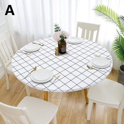 p5u7 1PC Stretch Table Cover Elastic Protector Round Fitted Tablecloth Waterproof Oilproof