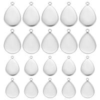 1Bag 304 Stainless Steel Pendant Cabochon Settings Milled Edge Bezel Cups Teardrop Stainless Steel Color 21~29x13.5~18.5x1.2~1.5mm Hole: 2mm 40pcs/box