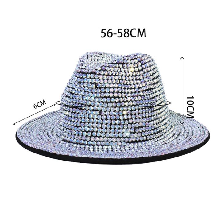 rhinestone-fedora-หมวกแจ๊สหมวกคาวบอยสําหรับผู้หญิงและผู้ชายหมวกสีสองด้านสีแดงพร้อมเพชรสีดํา-fedora-ขายส่ง-2023