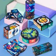 HUALIIY Colorful Magic Cube Cartoon 3D Rotating Intelligence Cube Magic