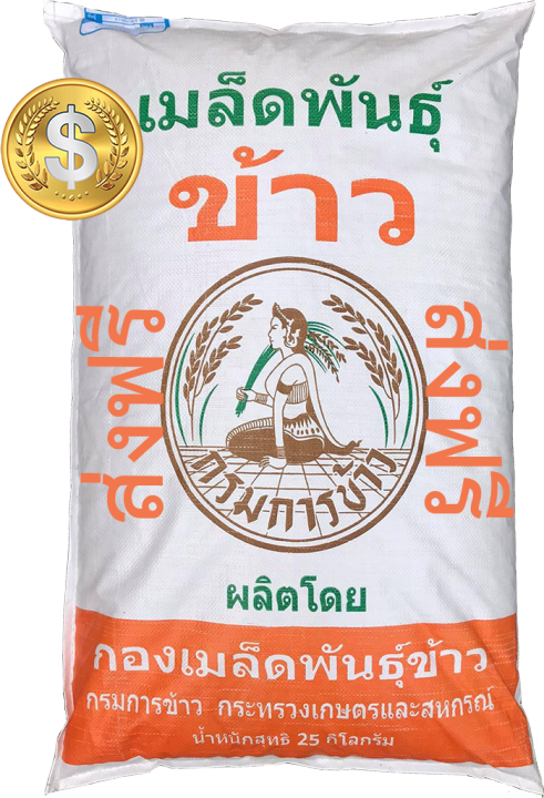 ข้าวหอมมะลิ105-จัดส่งฟรี-เมล็ดพันธุ์ข้าวหอมมะลิ-พันธุ์ขาวดอกมะลิ105-กรมการข้าว-คลุุก-mancozeb