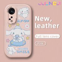 Jlingji เคสสำหรับ OPPO Reno 8T 5G A1 Pro 5G น่ารักลาย Cinnamoroll เคสใส่โทรศัพท์หนังดีไซน์ใหม่ซิลิโคนนิ่มป้องกันการตกเคสมือถือกันกระแทกคลุมทั้งหมดเลนส์กล้องเคสป้องกัน