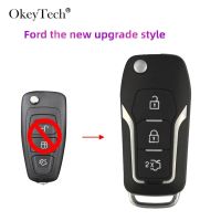 Okeytech 3ปุ่มดัดแปลงรถรีโมทพับได้ฝาครอบสำหรับ Ford ซองใส่กุญแจสำหรับการโฟกัส F Fiesta C Max Mondeo เชื่อมต่อใบมีด Hu101ที่ยังไม่ได้ตัด