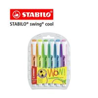 STABILO สตาบิโล Swing Cool Original ปากกาเน้นข้อความ ปากกาไฮไลท์ ปากกาไฮไลต์ Swing Cool in Wallet ชุด 6 สี