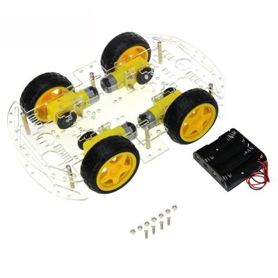 DIY Robot Smart Car Chassis Kit for Arduino Drive Controller Board Stepper Motor Speed Encoder, 4 Wheel and Battery Box