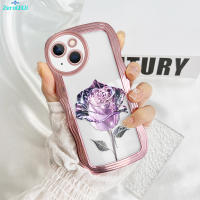 ZeroQiQi เคสเคสสำหรับ Apple iPhone ซิลิโคนนิ่มลายดอกไม้สีม่วงเคสโทรศัพท์14 Pro 14 Plus 14 Pro Max เคสโทรศัพท์เคสป้องกันกล้องแบบเต็มรูปแบบ