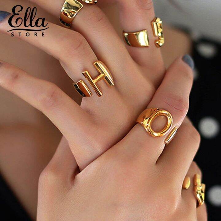 ella-แหวนแฟชั่น-ดีไซน์ลายตัวอักษร-เปิดปรับได้