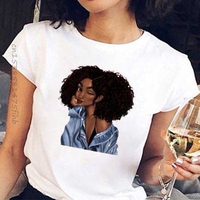 Premium Cool Melanin Black Girl Print Female T-Shirt Harajuku T-Shirts For Women Summer Hip Hop T Shirt Tee Shirt Femme T