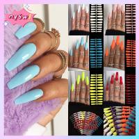 NQSW 24Pcs/Set Matte ส่วนขยาย ทำเล็บ เคล็ดลับเล็บ เล็บปลอม เล็บปลอมโลงศพ เล็บนางระบำ