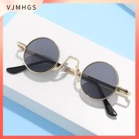 VJMHGS พังก์สไตล์ แว่นกันแดดกลมเล็ก การป้องกัน UV400 สีสันสดใส เฉดสีวงกลม วินเทจ แว่นตาสำหรับแว่นตา สำหรับผู้หญิงและผู้ชาย