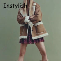 2023ฤดูใบไม้ร่วงฤดูหนาวผู้หญิง Warm Faux Fur Fleece Coat Jacket สุภาพสตรีขนแกะหนาหัวรถจักร Lapel หญิง Chic Outwear