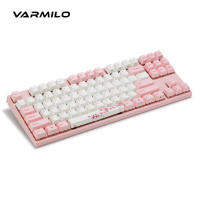 Varmilo คีย์บอร์ดเครื่องกลซากุระ VA87M,คีย์บอร์ดกลไกลายดอกเชอรี่บานสวิตช์เก็บประจุไฟฟ้าแบบคงที่สำนักงานเกม V2พร้อมแสงสีขาว