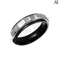 ANGELINO RUFOLO Ring ดีไซน์ Crystal แหวนผู้ชาย Stainless Steel 316L(สแตนเลสสตีล)คุณภาพเยี่ยม สีเงิน/ดำ ประดับตกแต่งด้วย คริสตัล