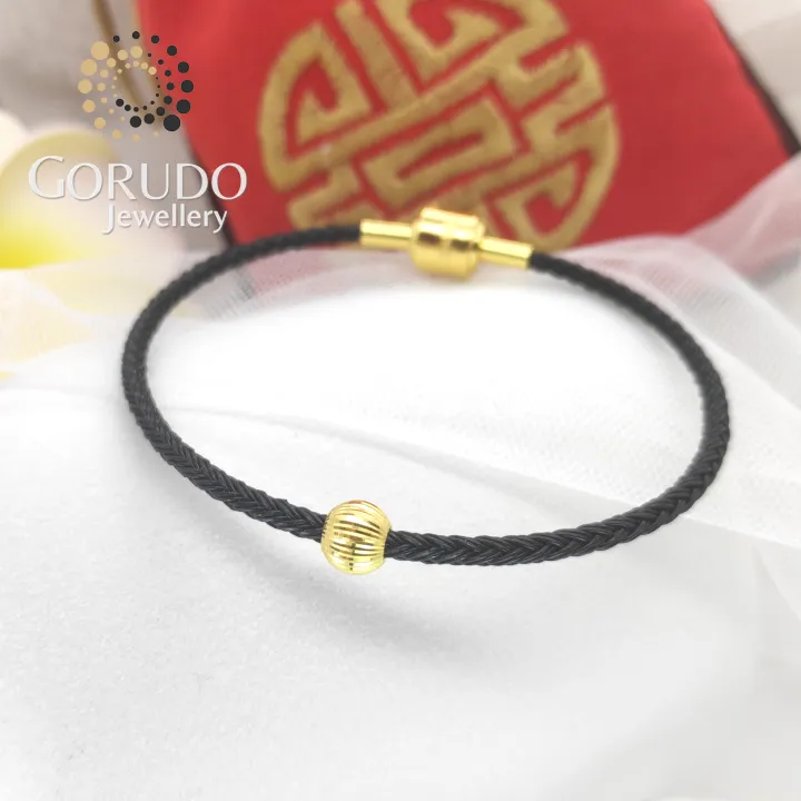 Gorudo Jewellery 999 Pure Gold Simple Design Laser Ball Charm Bracelet Collection ( Steel ) LBC