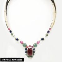 Inspire Jewelry ,สร้อยคอหางช้างสีขาว หางช้างเผือกแท้ และหางช้างสีดำแท้ ตัวเรือนเงินแท้ ประดับพลอยแท้สวยหรู   เป็นเครื่องประดับมงคล (Thai Quality)    (จำนวนจำกัด)