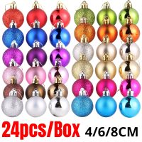 24pcs 4/6/8cm Christmas Ball Christmas Tree Ornament Home Christmas Hanging Pendant New Year Party Decoration Gift Navidad 2022