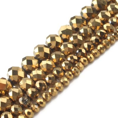 Faceted Plated Gold Austrian Crystal Glass Beads Rondelle Spacer Bead For Jewelry Making Diy Bracelet Accessorie 4/6/8/10/12mm Headbands