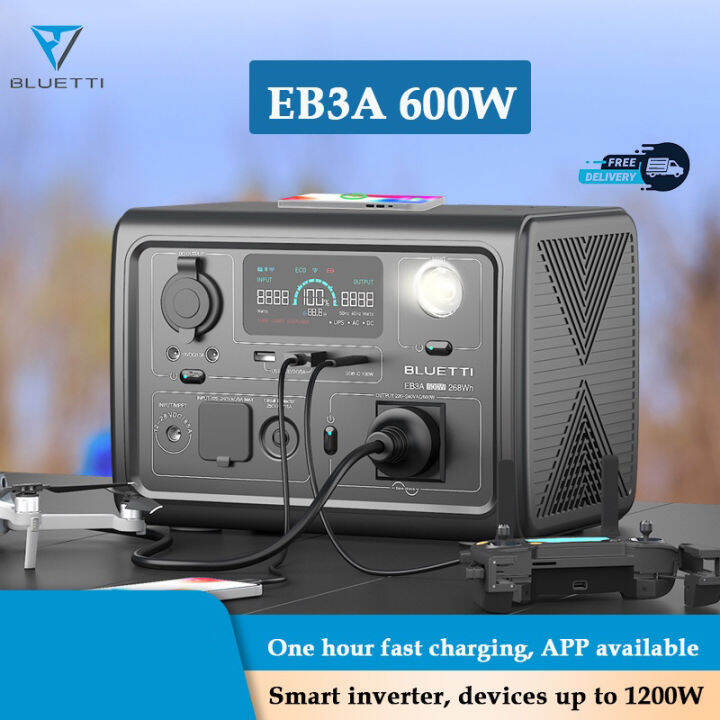 Bluetti Power Station EB3A 268Wh/600W Solar Generator Outdoor Power ...