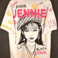 เสื้อยืด Jennie  สกรีนหน้าหลัง งานจริงสวยมาก โอเว่อร์ไซต์ อก 44-46” ยาว 29 Cotton