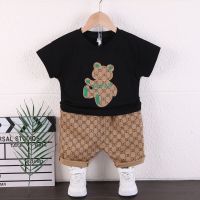 Cartoon Baby Boys Short Sleeve Set 0-5 Year Old Little Girl T-shirt Two Piece Set Handsome Korean Style Summer