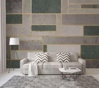 ♘♀☃ Decorative wallpaper Modern minimalistic geometric golden tv background wall