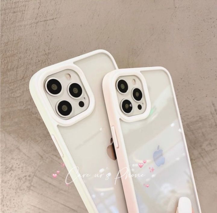 iphone-11-11-pro-max-12-12-pro-12-pro-max-เคสกันกระแทก-หลังใส-ขอบสีทูโทน-ขอบกล้องนูน-ขอบสีคลุมรอบเครื่อง