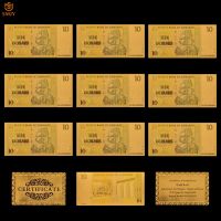 10PCS/Lot Zimbabwe Gold Banknote 10 Dollar Money Replica Currency Paper Banknote Collections