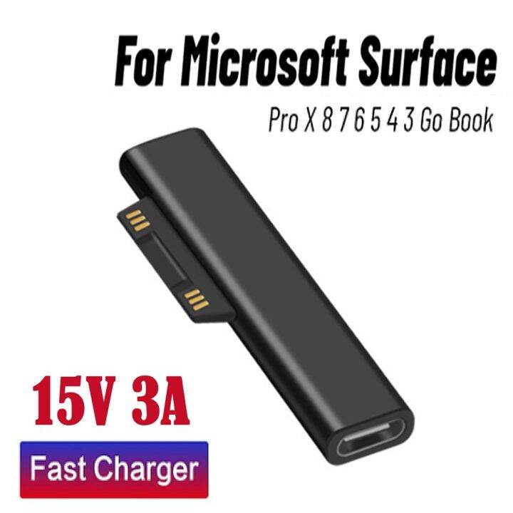 สำหรับ-microsoft-surface-pro-x-8-7-6-5-4-go-book-เพื่อพิมพ์-c-pd-อะแดปเตอร์แท็บเล็ตเครื่องชาร์จอะแดปเตอร์แถบแม่เหล็กแปลงหัวชาร์จอย่างรวดเร็ว