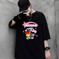 เสื้อยืดคุณภาพดี[S-5XL] Cartoon Anime The Powerpuff Girls Printed Patterns Women Summer Thin Section Cotton Half-sleeve T-shirt Kawaii Cute Stud