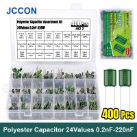 400Pcs JCCON Polyester Film Capacitor Assortment Kit 24Values 0.2nF-220nF Metalized Mylar Polyester Film Capacitors Set 100V