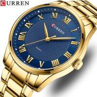 {Miracle Watch Store} CURREN นาฬิกาลำลองคลาสสิกสำหรับผู้ชายพร้อมวงเหล็กสแตนเลสนาฬิกาข้อมือควอตซ์เรียบง่ายหมายเลขโรมนักธุรกิจ