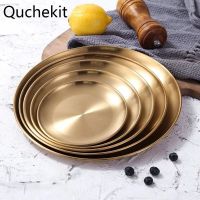 Golden Tray Luxury Metal Round Storage Tray Smiple Snack Cake Display Stainless Steel Metal Plate Photography Props Home Decor Baking Trays  Pans