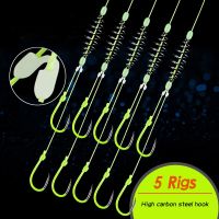 5 Pairs carbon steel luminous fishing hooks double barbed hook with PE line carp fishing anzol accessories Accessories