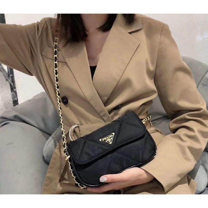 Prada Mini Sling Bag Shoulder Pouch Bag For Ladies Fashion Black Chain