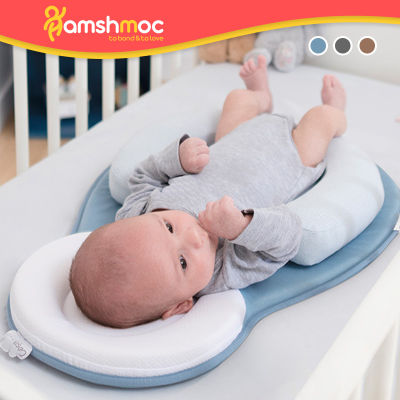 HamshMoc หมอนกระชับรูปร่างสำหรับเด็กทารก,หมอนเครื่องป้องกันศีรษะสำหรับเด็กแรกเกิดระบายอากาศป้องกันการไหลล้น
