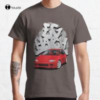 Civic Eg Hatch Red With Graffiti Background Vtec B16A2 B16 D16 K20 H22 Ekhatch Classic Tshirt Cotton Tee Shirt